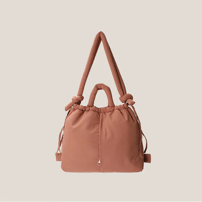 Casual nylon padded tote bag designer soft puffer women shoulder crossbody bags Simple Vintage large capacity handbags 2025