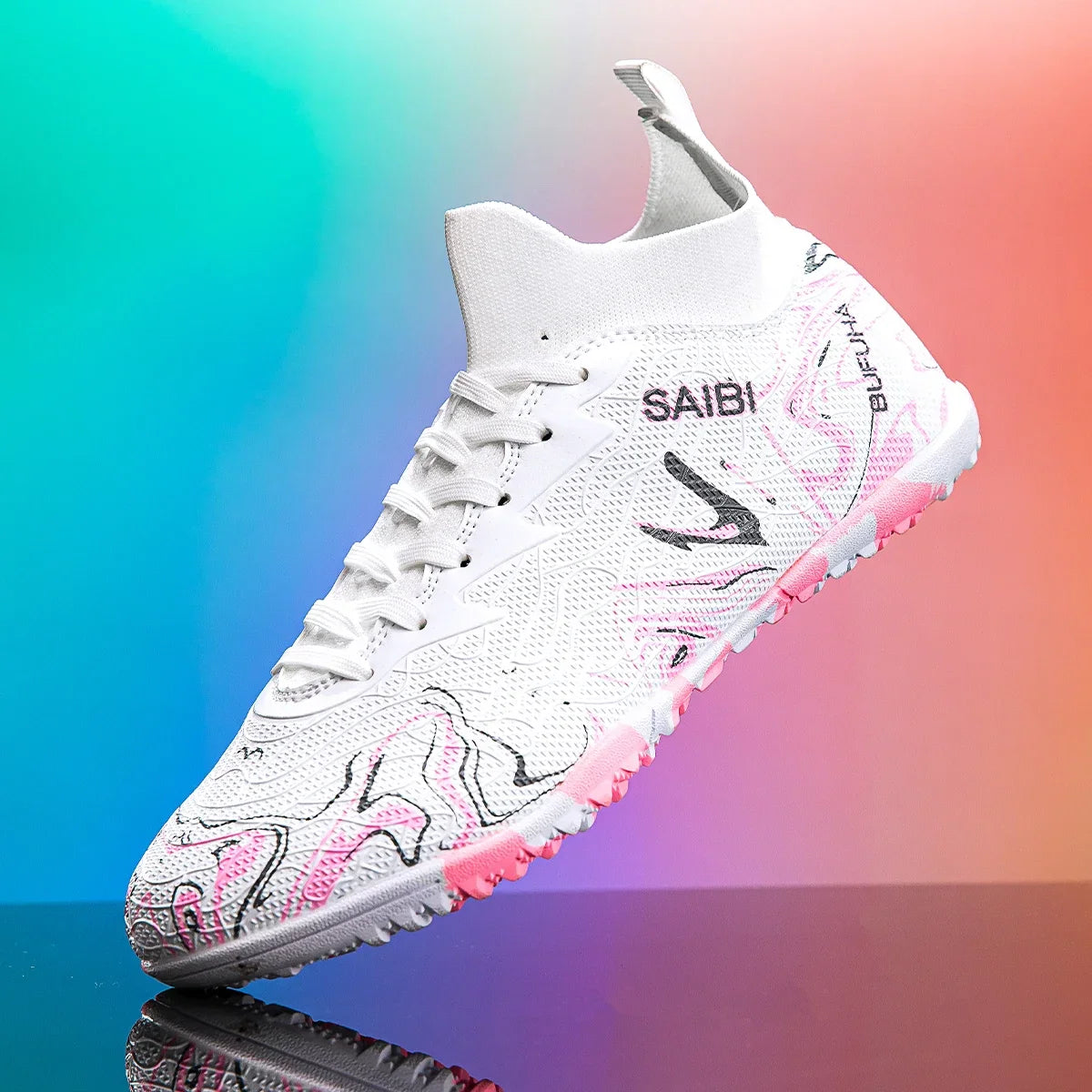 football boots sneakers chuteira society soccer shoes Above the ankle but not to the knee Anti-slip column Sole spikes