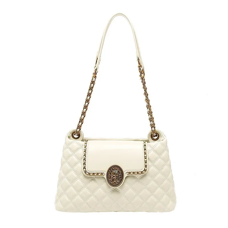 Brand genuine leather chain bag for women in 2025, new designer with a sense of luxury, large capacity underarm shoulder bag