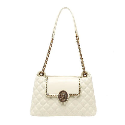 Brand genuine leather chain bag for women in 2025, new designer with a sense of luxury, large capacity underarm shoulder bag