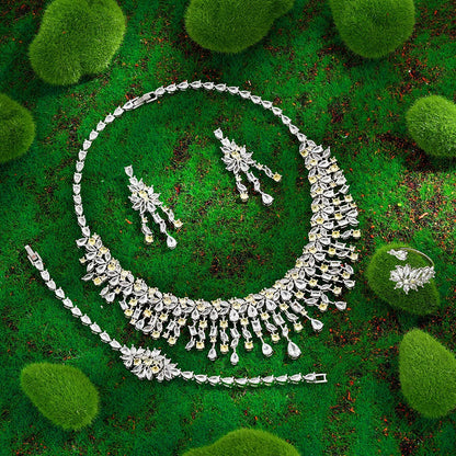 Cubic Zirconia Bridal Wedding Jewelry Set Bridal 4-piece Set Women's Jewelry Set Jewelry Brand Reproduction