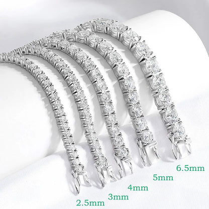 18k Plated 2-4mm Zircon/moissanite Tennis Bracelet for Women Man Full Diamond Original Real 925 Sterling Silver Jewelry
