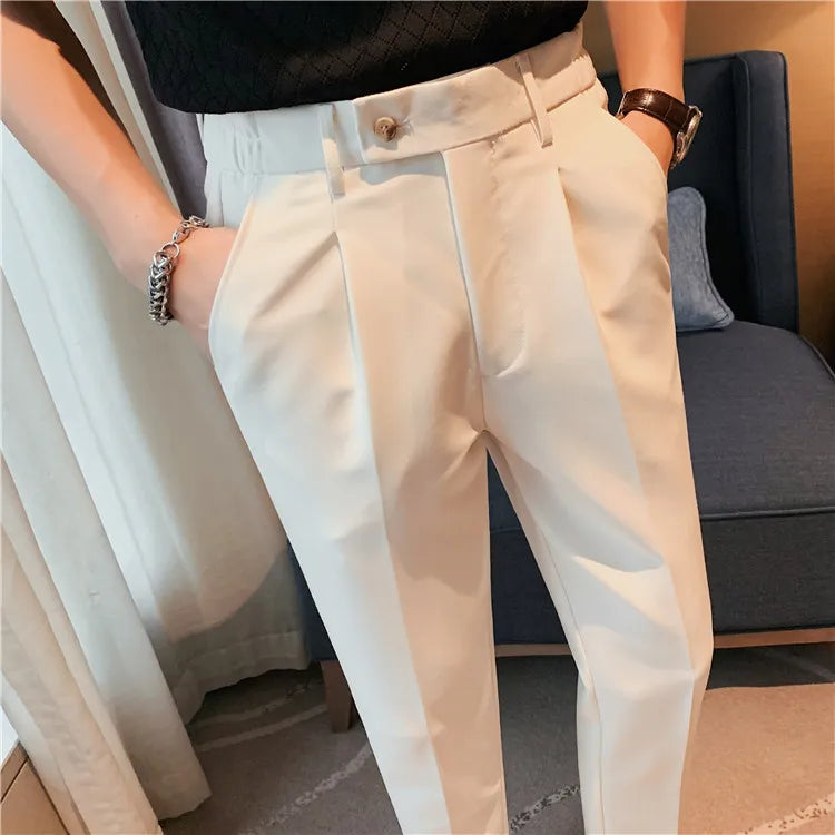 Men Slim British Style Suits Pants Business Casual Trousers Male Solid Fit Trousers High Quality Man Formal Wear Suit Pants 36