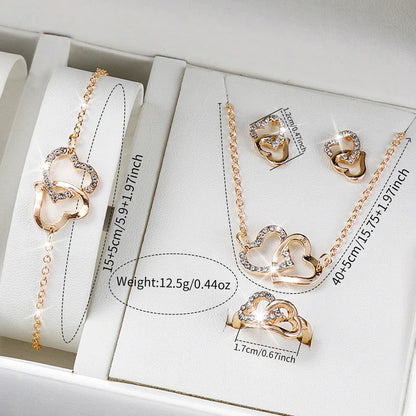 6PCS/Set Simple Scale Dial Women's Watch Fashion Gold Steel Band Quartz Watches Jewelry Set（Without Box）