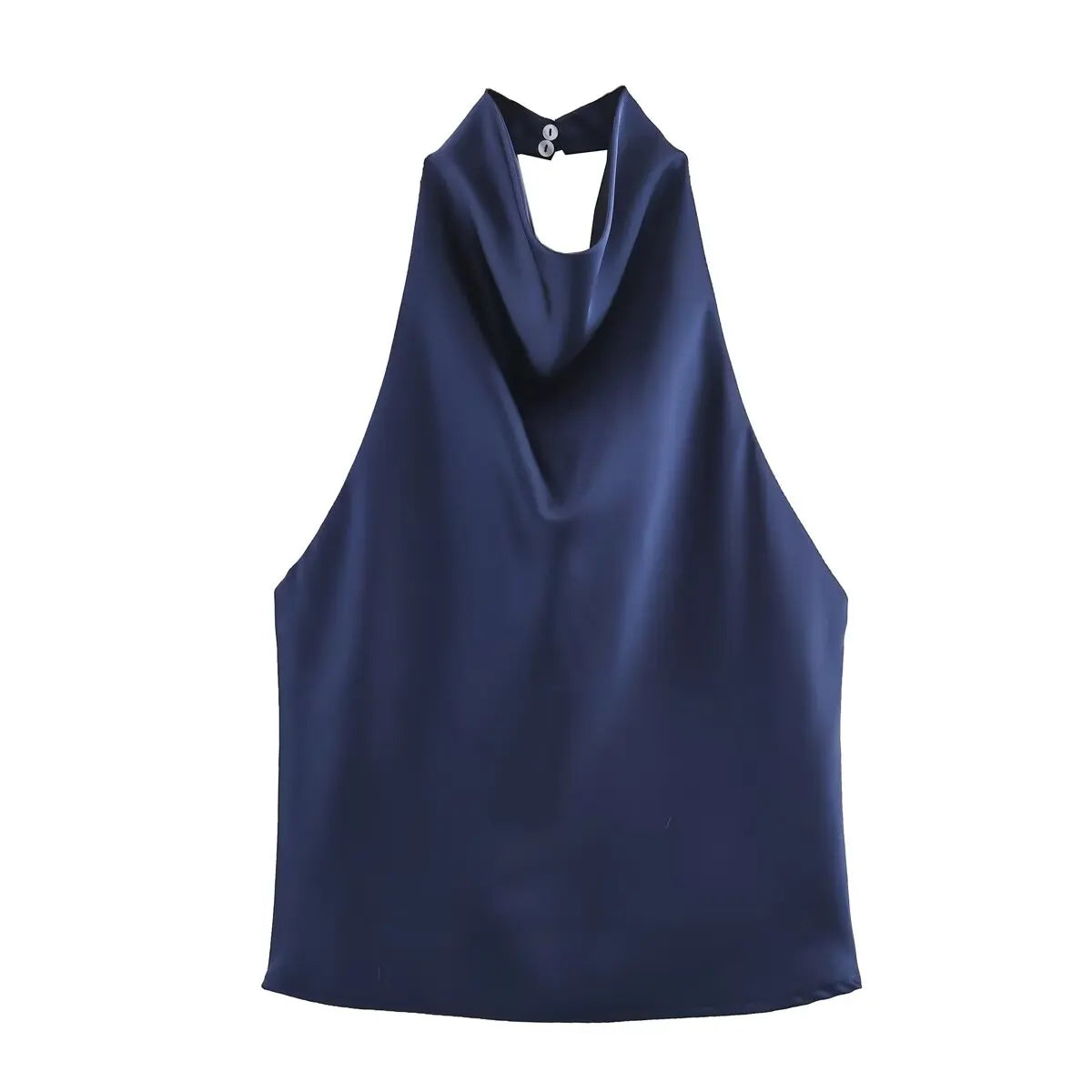 Sexy Chic Butter Yellow Satin Tops Women Halter Backless Beach Holiday Party Top Fashion 2025 New Year Evening Satin Top