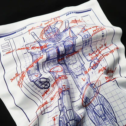 Japanese Anime All Cotton T-shirt Mobile Suit Gundam RX78 Design Picture Short Sleeved Hot Selling Loose Casual Couple Top