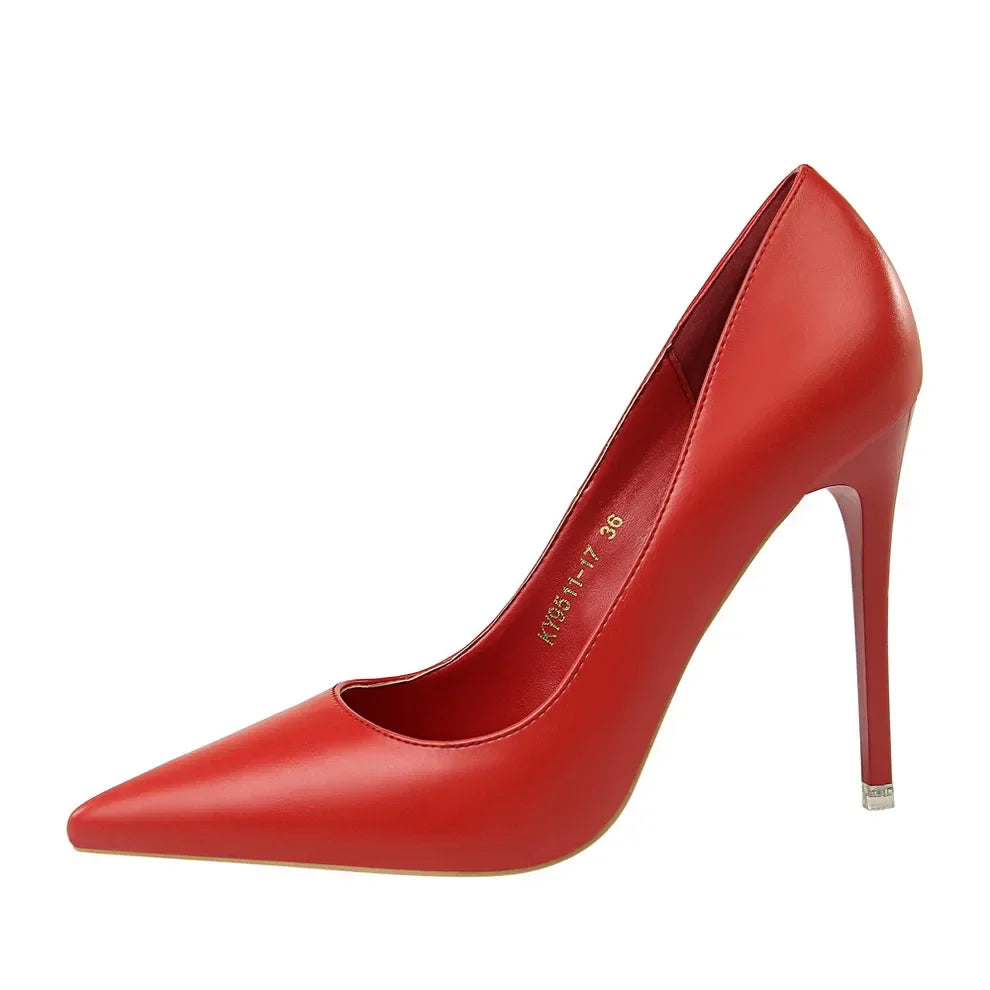 Plus Size 34-43 Woman Classic Concise 7.5cm 10.5cm High Heels Lady Elegant Colorful Pumps Scarpins Yellow Mid Low Heels Shoes