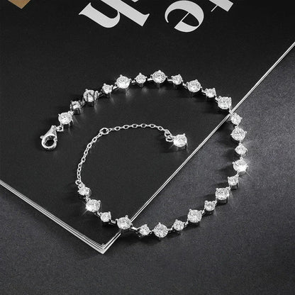 New In D Color 3/4mm Full Moissanite Tennis Bracelet For Women Lady S925 Silver GRA Certified Diamond Link Bracelets Gift