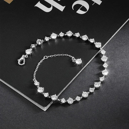 New In D Color 3/4mm Full Moissanite Tennis Bracelet For Women Lady S925 Silver GRA Certified Diamond Link Bracelets Gift