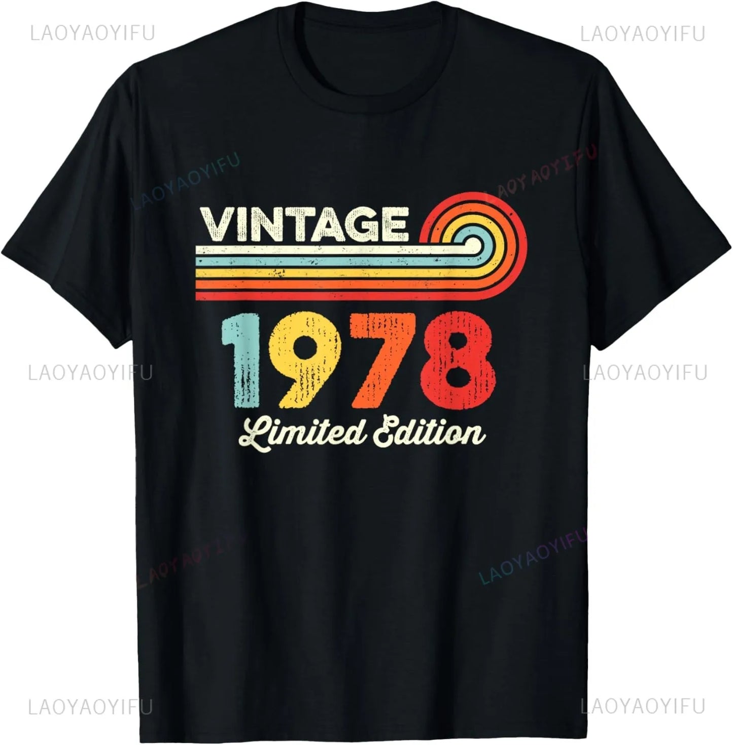 Vintage 1978 Limited Edition Birthday 1978 Men Women Vintage T-Shirt Casual Streetwear Short Sleeve Printed T-shirt