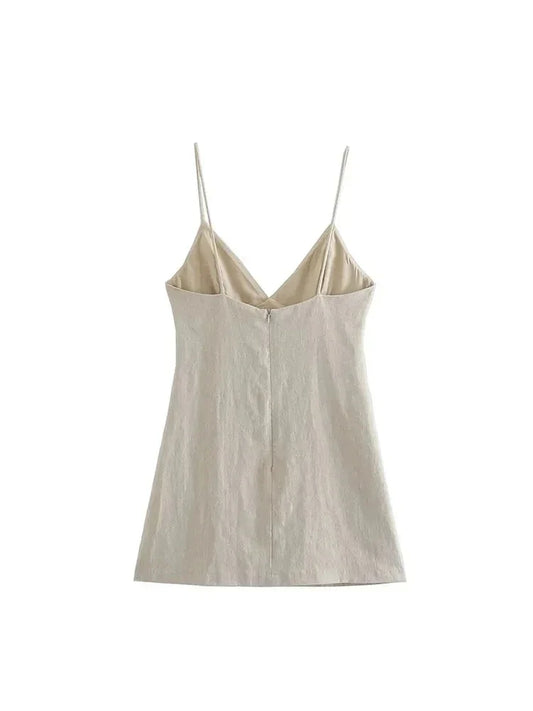 Women Chic Fashion Sleeveless Lnlay Mini Dress Vintage Thin Straps Summer Female Dresses Vestidos Mujer