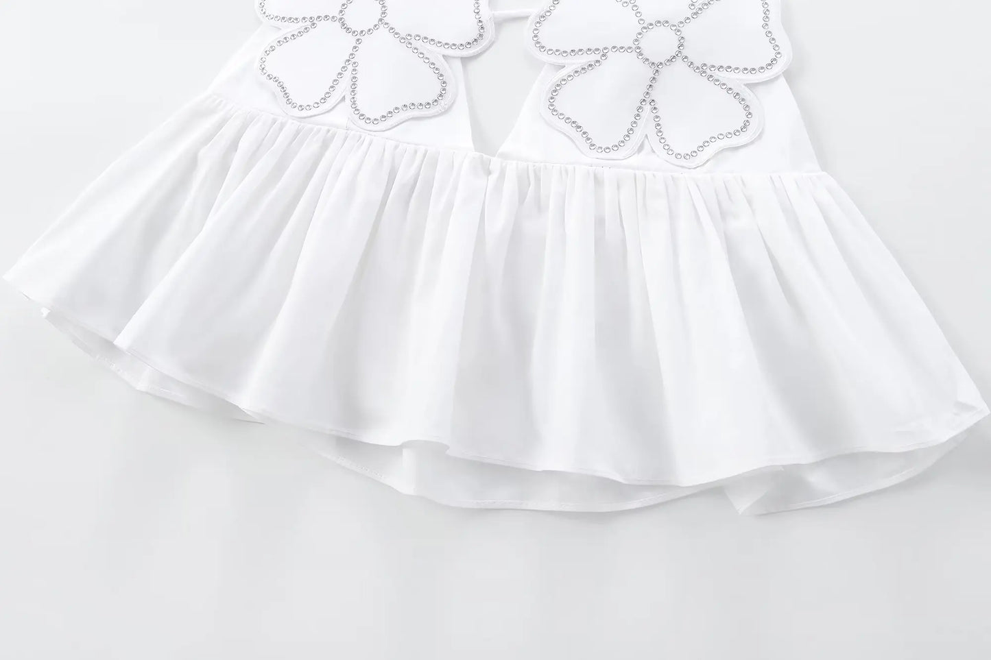 2025 Women Fashion  Rhinestone Floral Poplin Tank Tops Sexy Backless Tied Thin Straps Female Female Camis Top Mujer