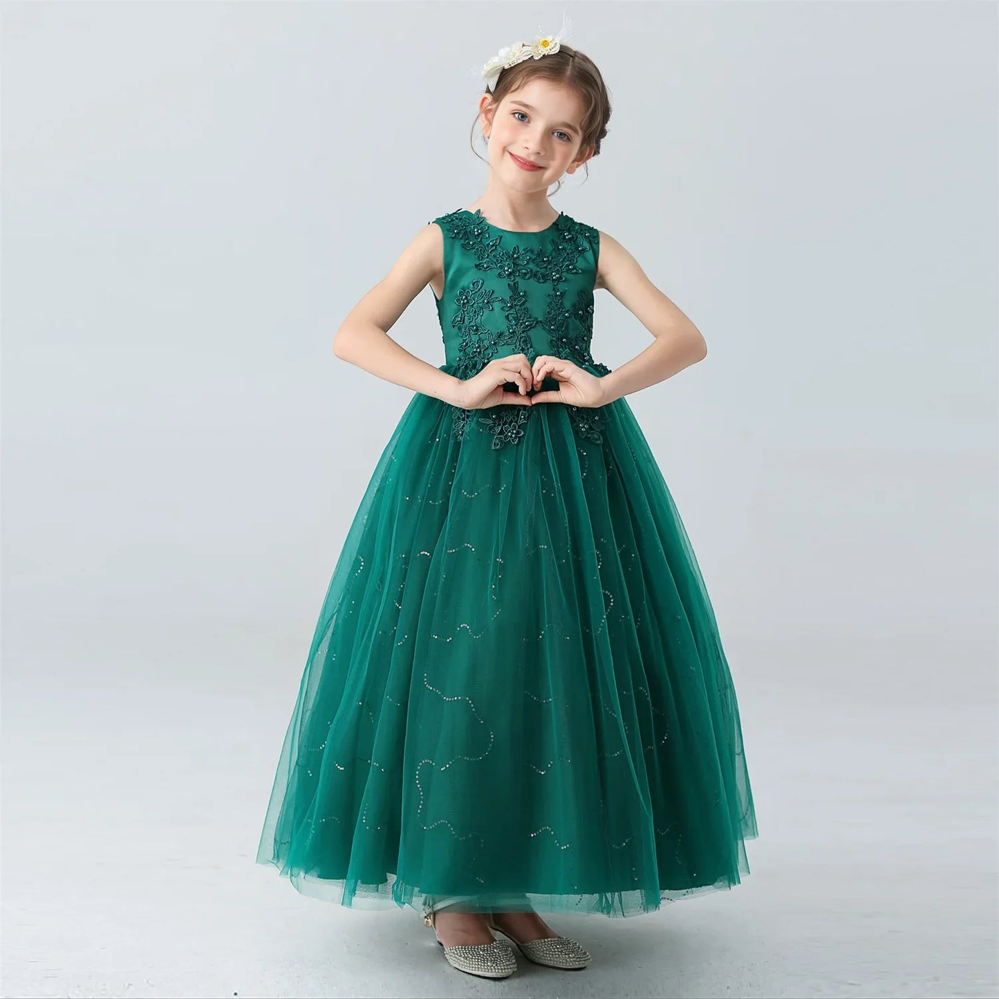 Kids Dresses For Girls Lace Dress Gown Princess Clothes Children Formal Evening Party Flower Girls Wedding Vestidois