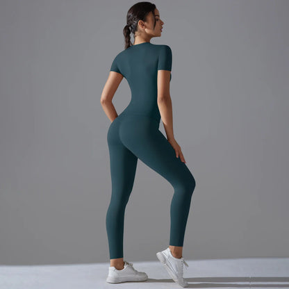 Quick-Drying Gym Leggings Set Yoga Suit Sports Set Sleeve Breathable Stretchy GYM Yoga Slim Fitness Active Top Tight Yoga Pant