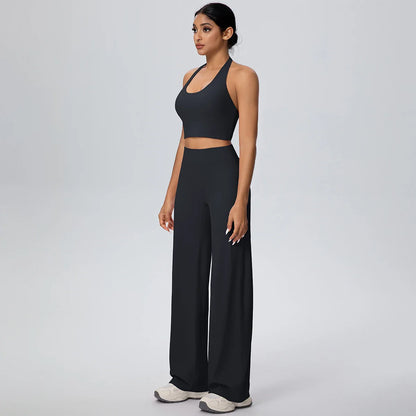 2Pieces Breathable Summer Workout Top Pants Yoga Set Yoga Underwear With Chest Pad Quick Drying Push Up Pencil Pants Yoga Set