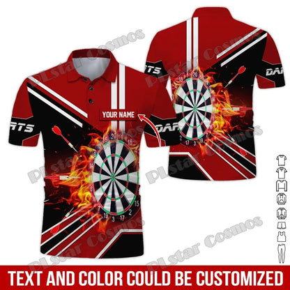 PLstar Cosmos Darts Team Custom Name 3D All Over Printed Premium Men's Polo Shirt Summer Street Casual Short sleeve shirt WK62