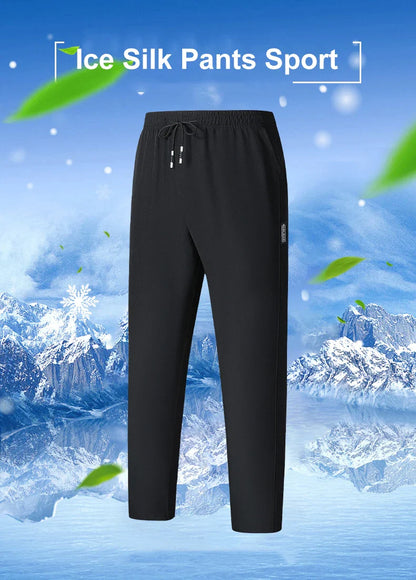 Men Running Pants Jogging Casual Summer Thin Sweatpants Quick Dry Ice Silk Straight Trousers Sports Gym Breathable Unisex