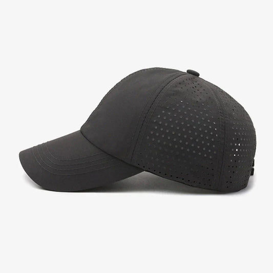Summer Outdoor Black Sports Dry Fit Baseball Caps Breathable Mesh Hiking Hunting Cap Solid Color Adjustable Fitted Cap