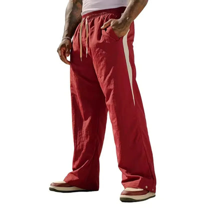 2025 Autumn New Track Pants Men's Loose Casual Pants Wide Leg Trendy Sports Splicing Breathable Pants American Sports Pants