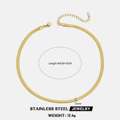 Gold Color Stainless Steel Necklaces For Unisex Waterproof Filmy Snake Chain Herringbone Choker Men Necklace Women Jewelry Gift