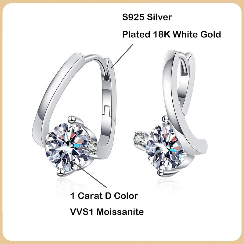100% Real 2CT D Color Moissanite Hoop Earrings For Women Party S925 Sterling Silver Diamond Earring Fine Jewelry Wholesale