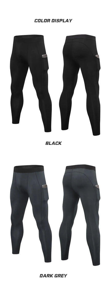 Men's Autumn and Winter Warm Running Tight Leggings Sports Gym Fitness Jogging Pants Fast Dry Running Compression leggings
