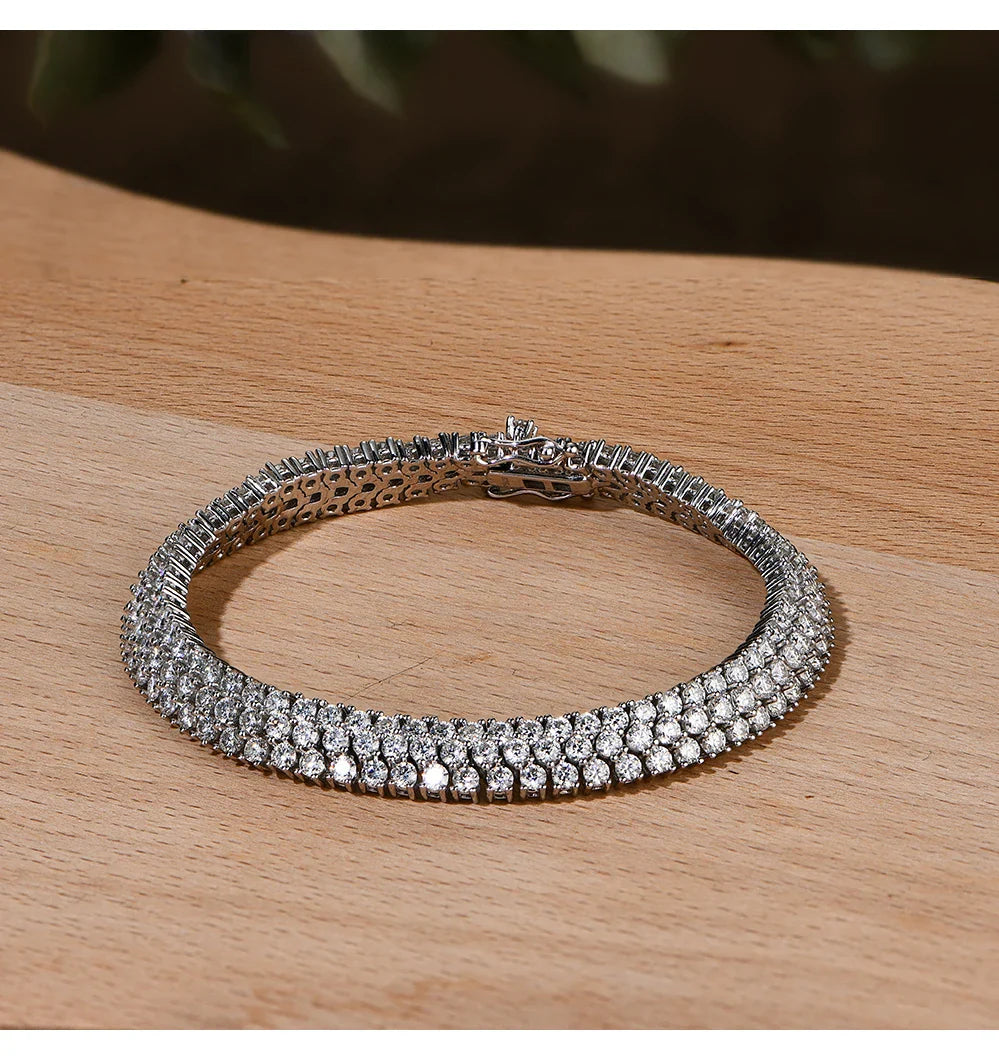 D Color Round Cut 2.5mm Moissanite Bracelet for Women Man White Gold Plated 925 Silver Pass Diamond Tester Bracelets