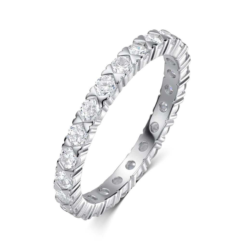 2.5mm D VVS1 Moissanite Eternity Band Rings for Women GRA Certified Jewelry 925 Sterling Silver Engagement Wedding Ring