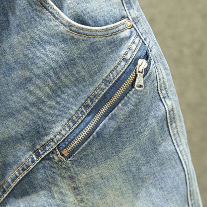 2024 Spring and Autumn New Fashion Blue Patchwork Denim Pants Men's Casual Slim Comfortable Breathable High-Quality Jeans 28-36