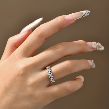 Classic Marquise Round Moissanite Leaves and flowers Ring S925 Silver for Women party Jewelry Gift anniversary Wedding