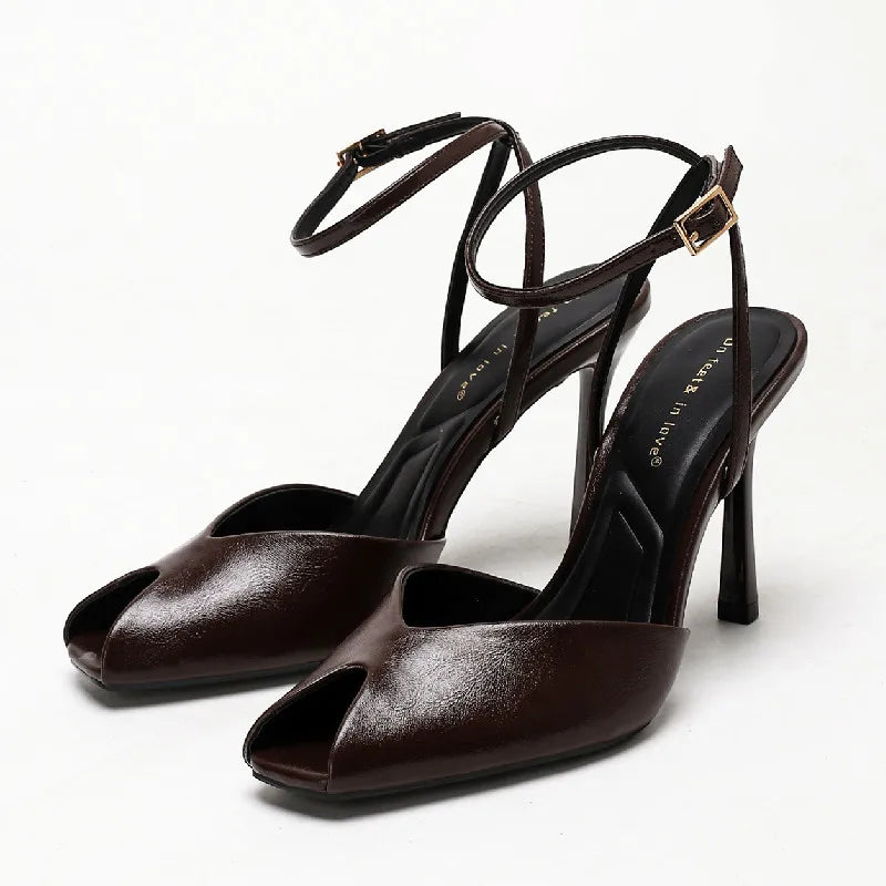 Elegant Peep Toe High Heels Women 2026 New Ankle Buckle Fashion Office Party Shoes Sexy Designer Heeled Sandals Female Pumps
