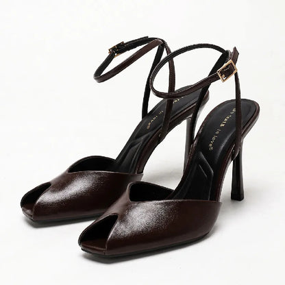 Elegant Peep Toe High Heels Women 2026 New Ankle Buckle Fashion Office Party Shoes Sexy Designer Heeled Sandals Female Pumps