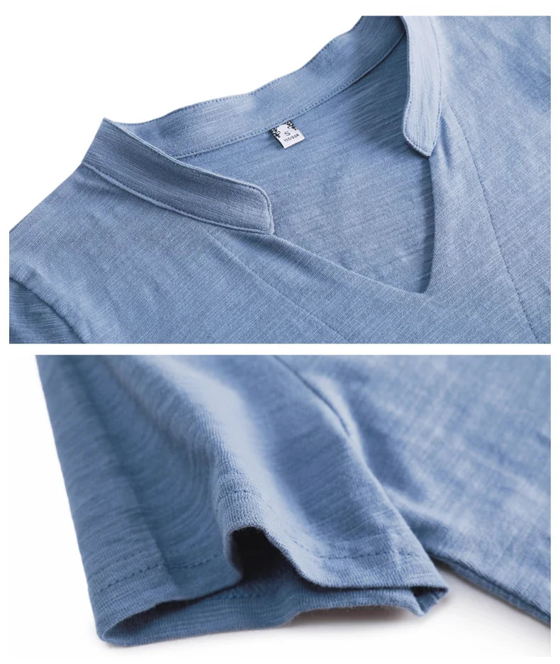 Summer Bamboo Cotton T-Shirt Cotton Women V-Neck Soft Tshirts Female Basic Fashion Classic S-3XL Ladies Tops