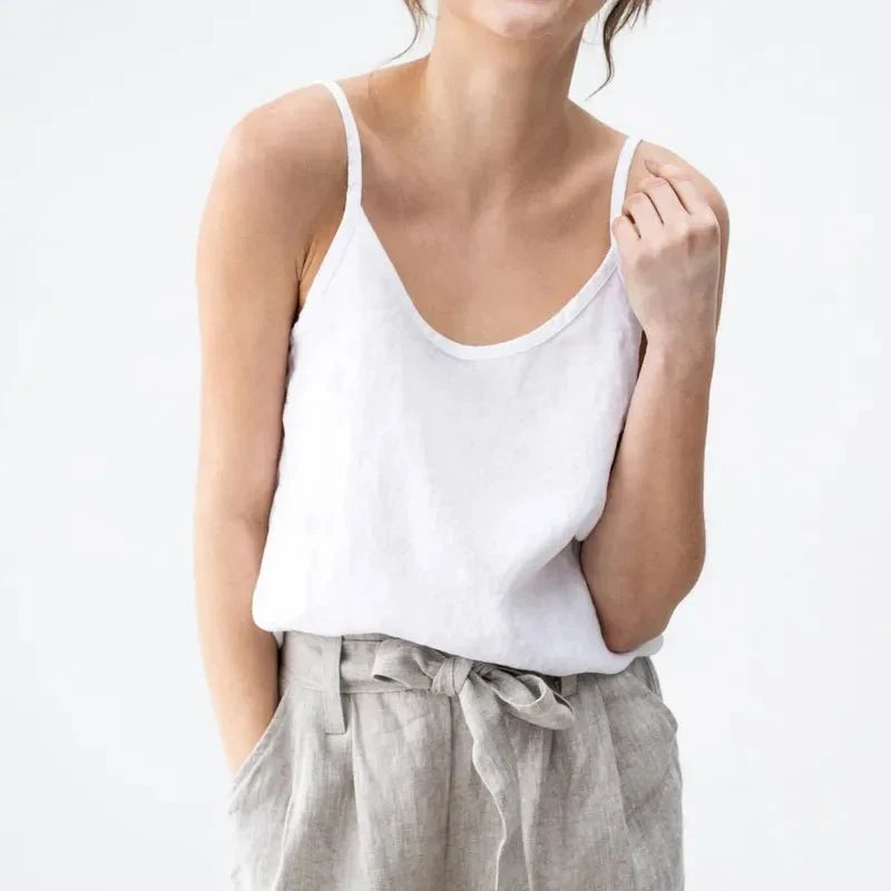 Vintage Cotton Linen Women's Summer Tank Top Sleeveless Harajuku Basic Cuasal Female Top For Girls Camisole Women Clothing
