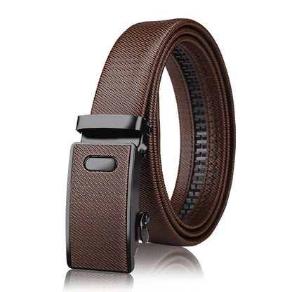 Men's leather belt with automatic buckle, Korean version trendy and casual middle-aged and young business leather pants belt