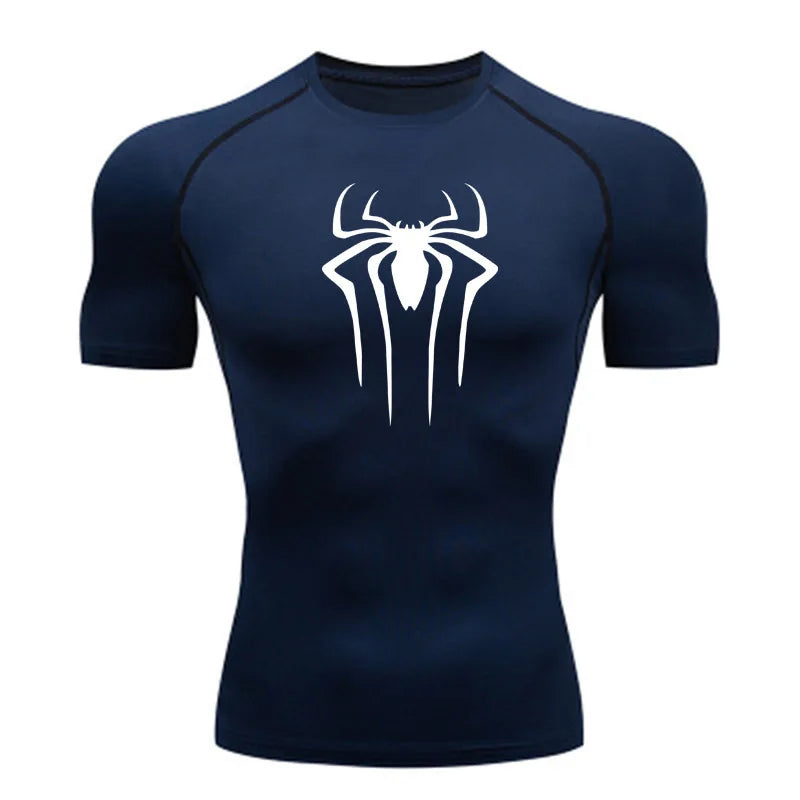 Nova Camiseta de Compressão Masculina Fitness Academia Super Herói Esporte Corrida Camisa Rashguard Tops Secagem Rápida Manga Curta Para Homens