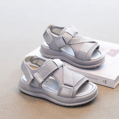 Summer Girls New Sandals Breathable Mesh Children's Causal School Sandals Simple Fashion Kids Beach Platform Sandals Open-toe
