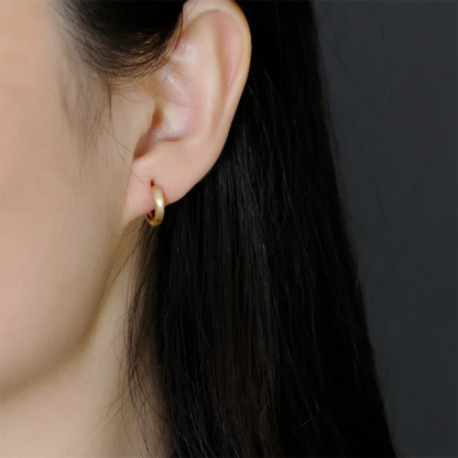 925 Sterling Silver Simple Matte Bohemian Round Ear Buckle for Women Punk Unisex Rock Hoop Earring Jewelry Accessories