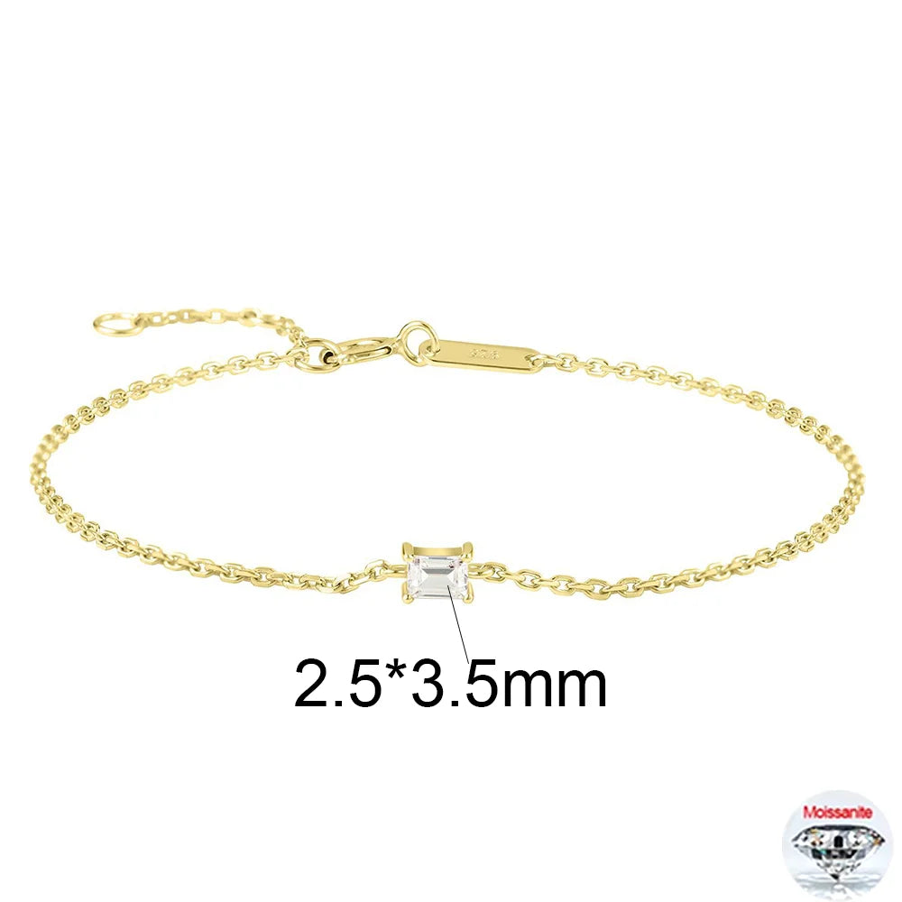 2.5mm Moissanite Bracelets For Women S925 Silver 18K Gold Plated Emerald/Pear Cut Lab Diamond HandChain Party Fine Jewelry
