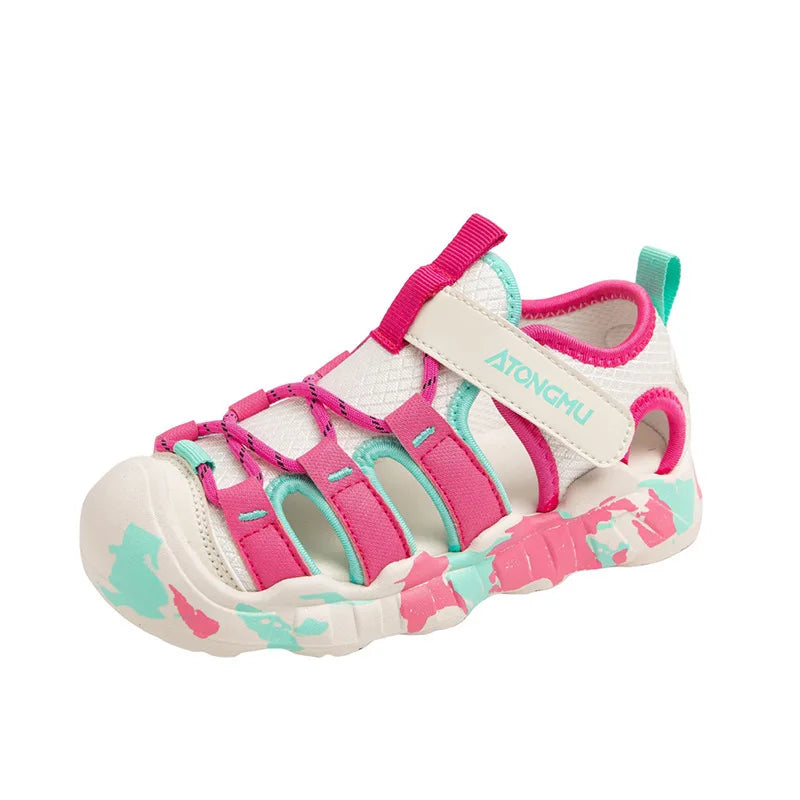 Children Summer Sports Sandals Girls Beach Outdoor Non-slip Hiking Shoes Boys Hollow Breathable Anti Collision Round Toe Sandals