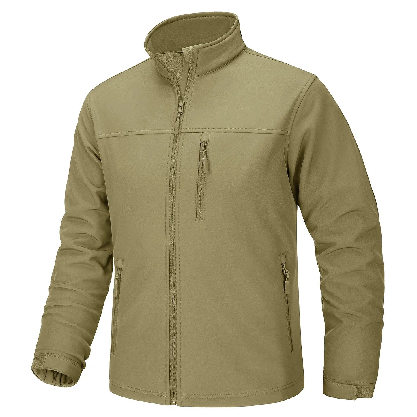 Waterproof Fleece Lining Windbreaker Mens Winter Work Jackets Zipper Pocket Casual Coats Full Zip Outwear Tops