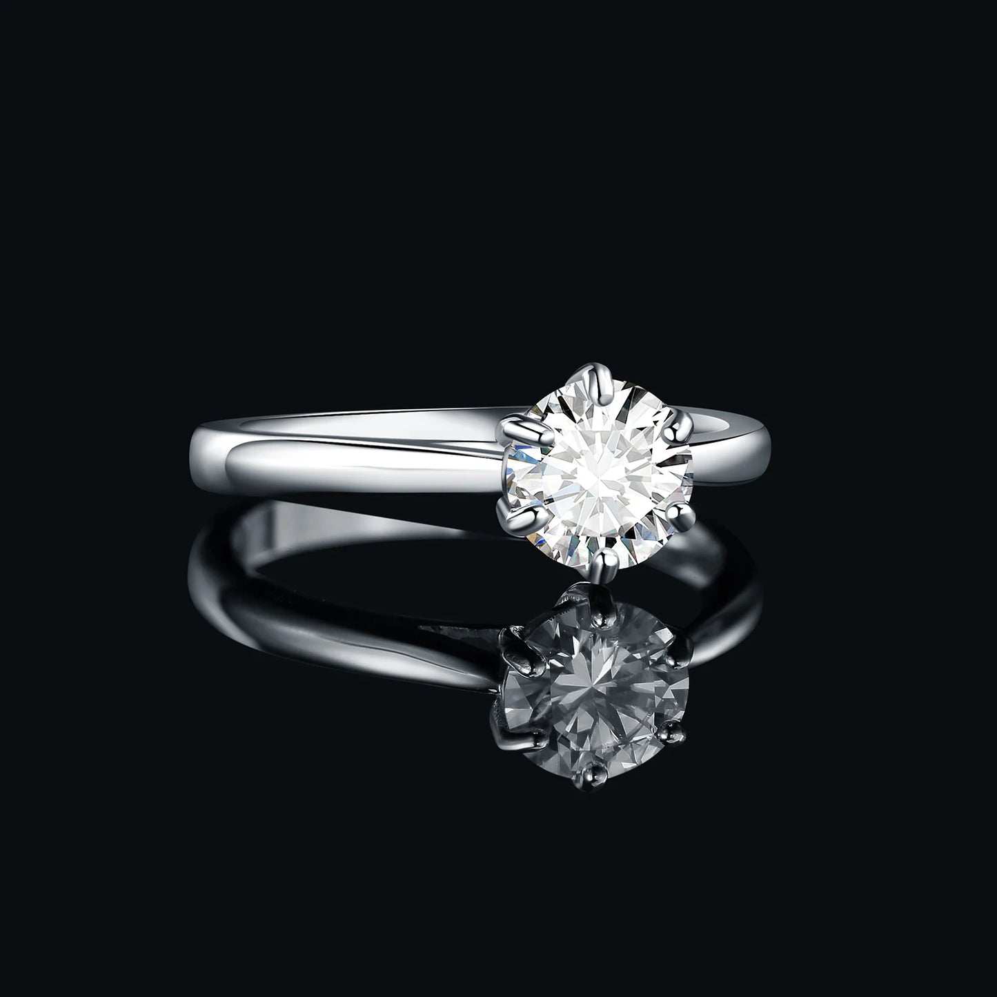 JewelryPalace مويسانيتي لون D 0.5 قيراط 1 قيراط 1.5 قيراط 2 قيراط خاتم زفاف وخطوبة سوليتير من الفضة الإسترليني S925 للنساء بقطع دائري