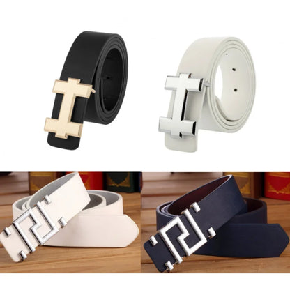 Men's and Women's Casual Fashion Belt  Korean Version Gold Buckle Belt Trendy I-shaped Buckle Belt