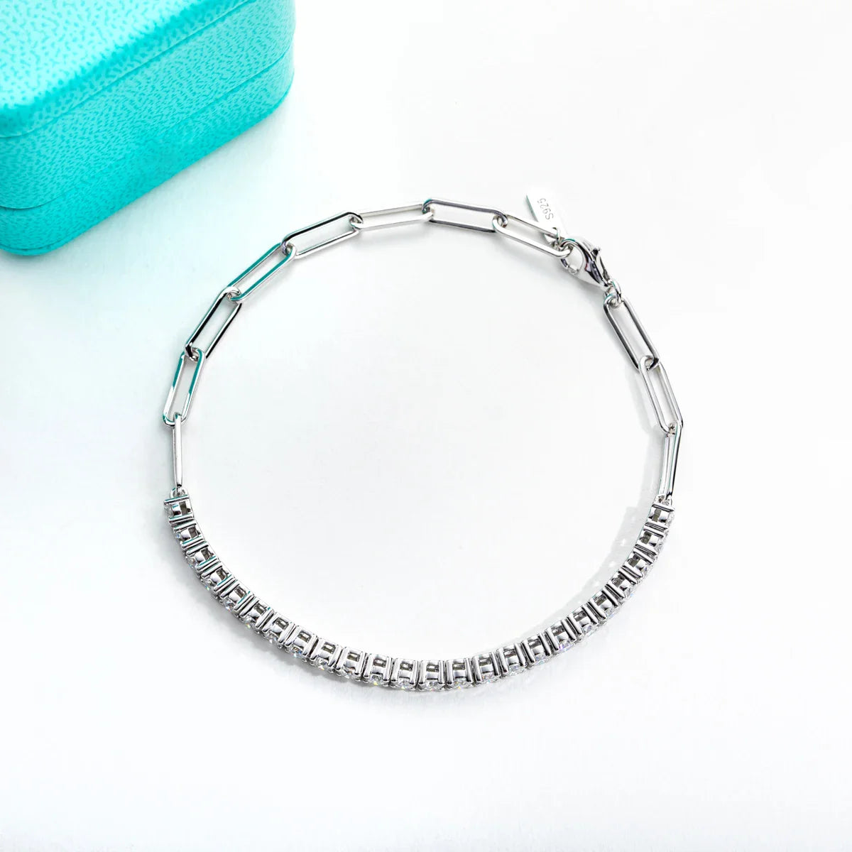 3mm Moissanite Tennis Bracelet On Hand 925 Sterling Silver Lab Created Diamond 16+4cm Adjustable Bracelets For Woman
