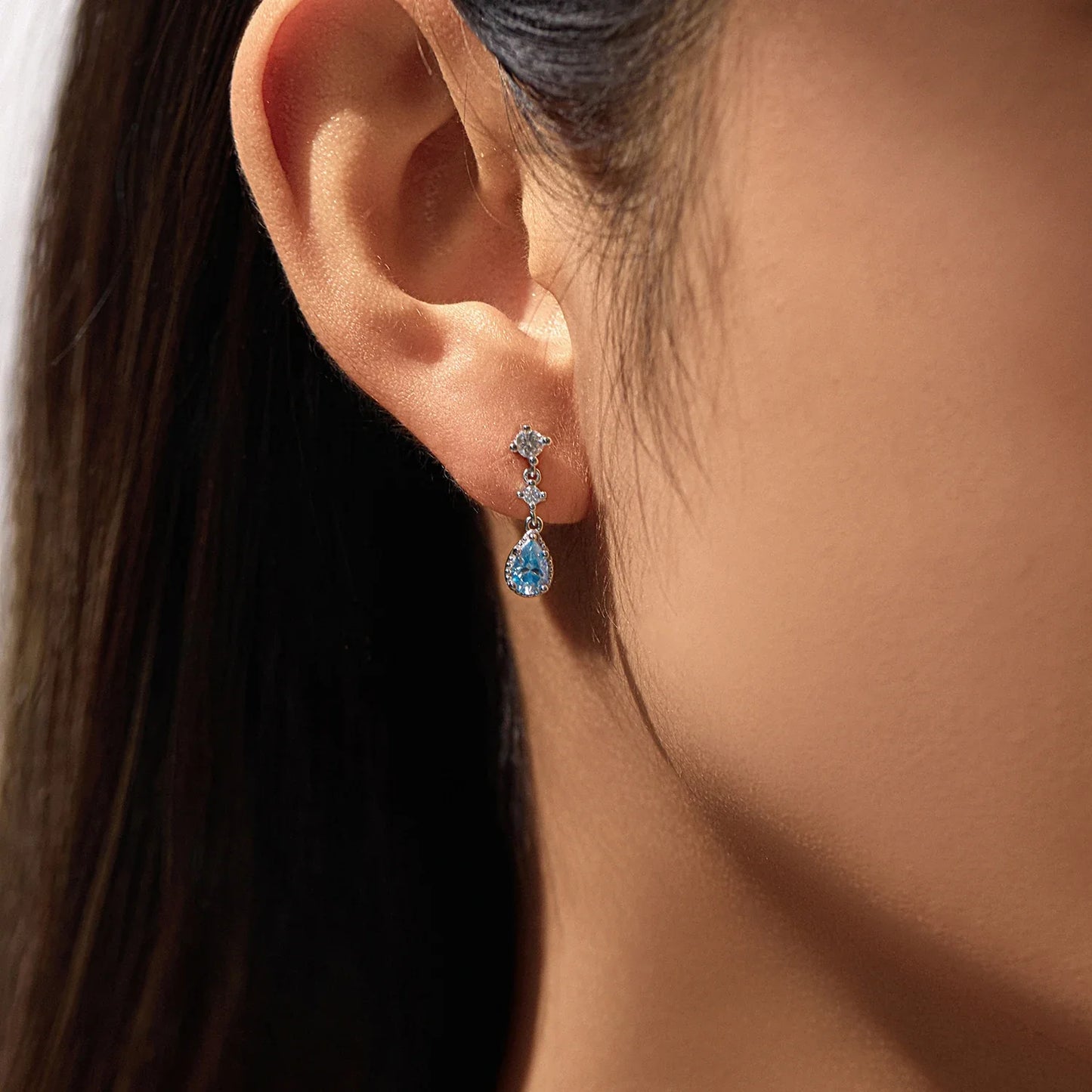 Blue Water Drop Moissanite Dangle Earrings 925 Sterling Silver Lab Diamond Elegant Earrings For Women Fine Jewelry