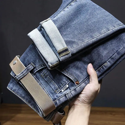High-end 2023 Harajuku Designer Clothes Denim New Trousers Kpop Stretch Trendy Korean-style with Our Luxury Men's Casual Jeans