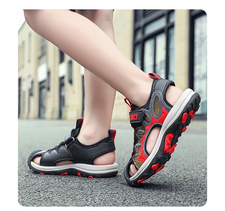 Summer Sport Sandals for Children's 5-16 Years Boys Breathable Anti-Slip Beach Water Shoes Outdoor Anti-Bump Walking Sandails