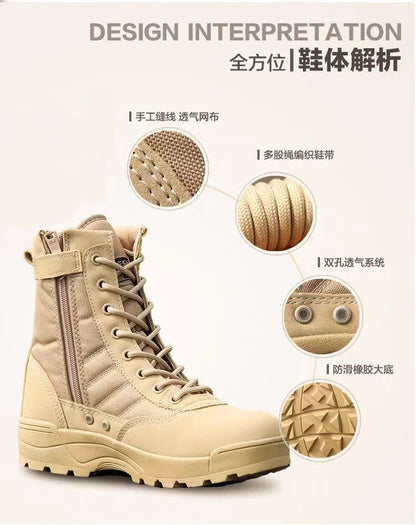 2026 New Winter Combat Boots Outdoor Wear-Resistant Hiking Men and Women Tactical Training Botas High Top Desert Shoes