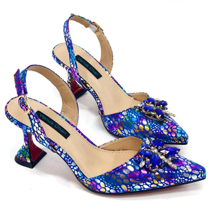 Champagne Color Thin Heels Pointed Toe Crystal Design Ladies Shoes Matching Bag Set For Women Weeding Party Pump