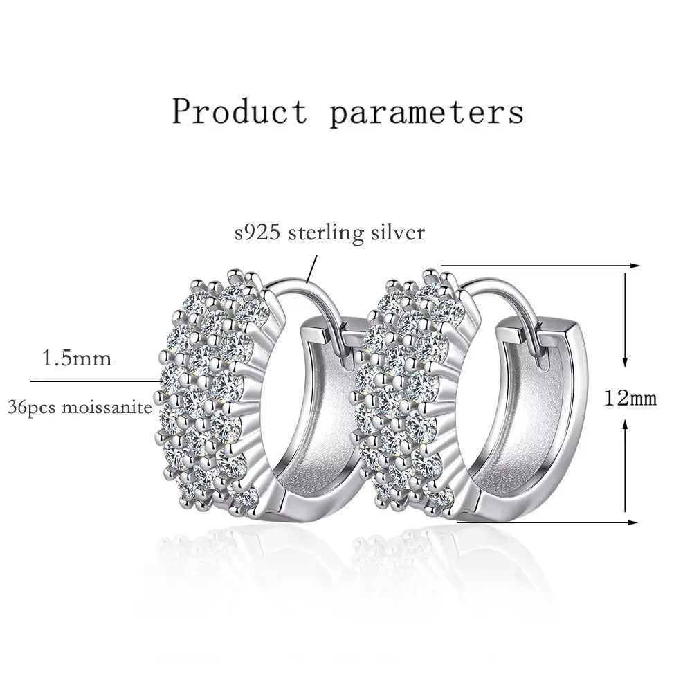 GRA Certified Moissanite Hoop Earrings for Women s925 Sterling Silver Wedding Huggie Earrings Party Jewelry Wholesale